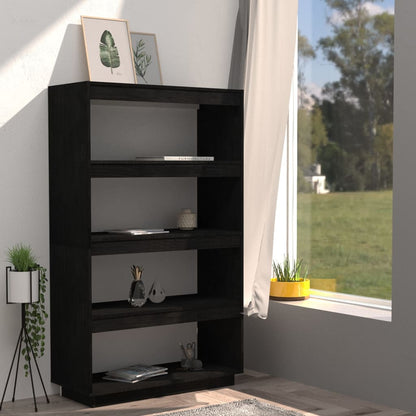 Berkfield Book Cabinet/Room Divider Black 80x35x135 cm Solid Pinewood