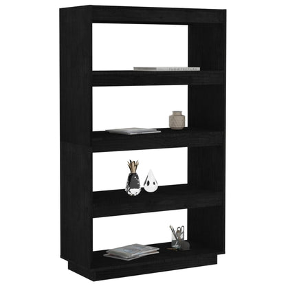 Berkfield Book Cabinet/Room Divider Black 80x35x135 cm Solid Pinewood