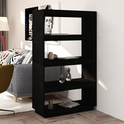 Berkfield Book Cabinet/Room Divider Black 80x35x135 cm Solid Pinewood