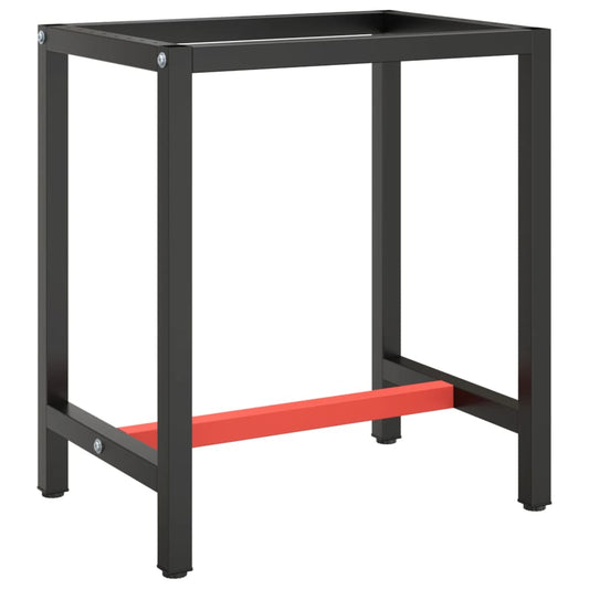 Berkfield Work Bench Frame Matte Black and Matte Red 70x50x79 cm Metal