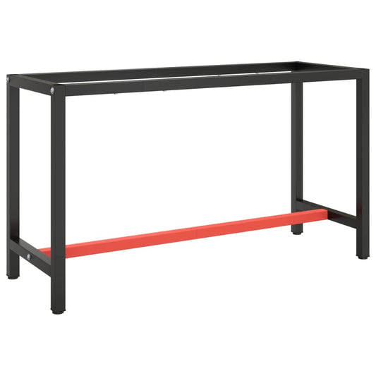 Berkfield Work Bench Frame Matte Black and Matte Red 140x50x79 cm Metal
