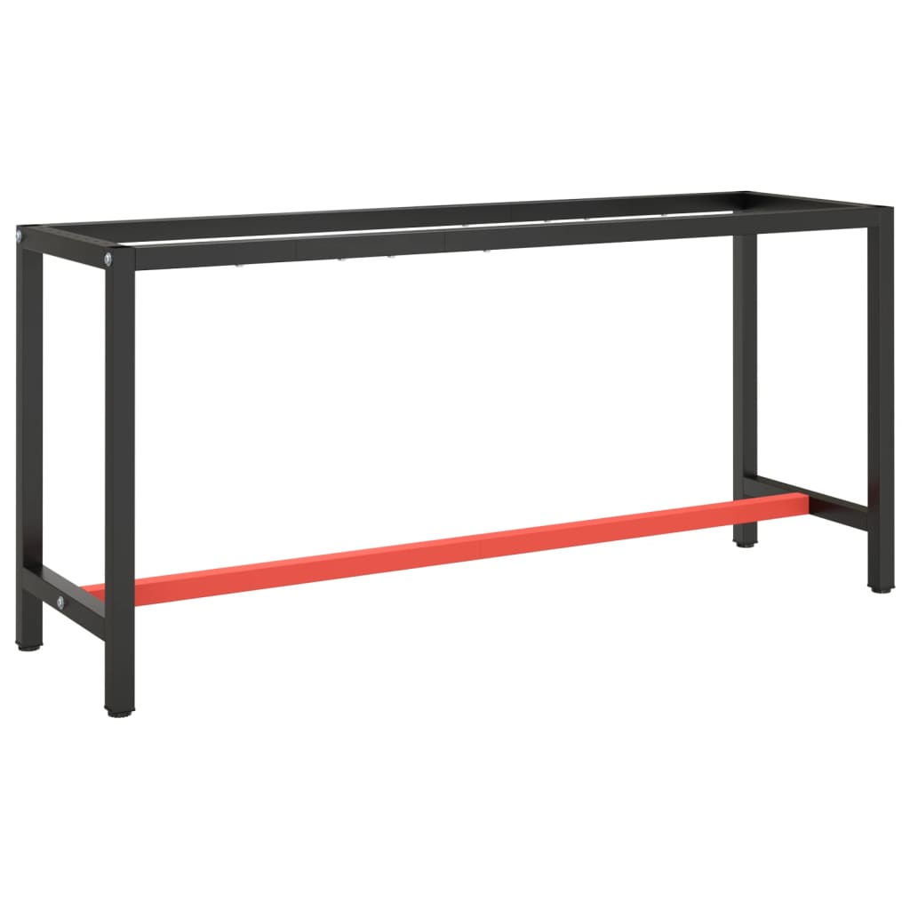 Berkfield Work Bench Frame Matte Black and Matte Red 170x50x79 cm Metal