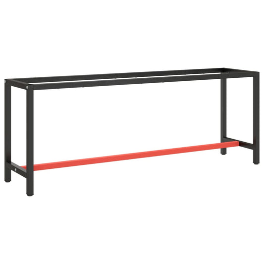 Berkfield Work Bench Frame Matte Black and Matte Red 210x50x79 cm Metal