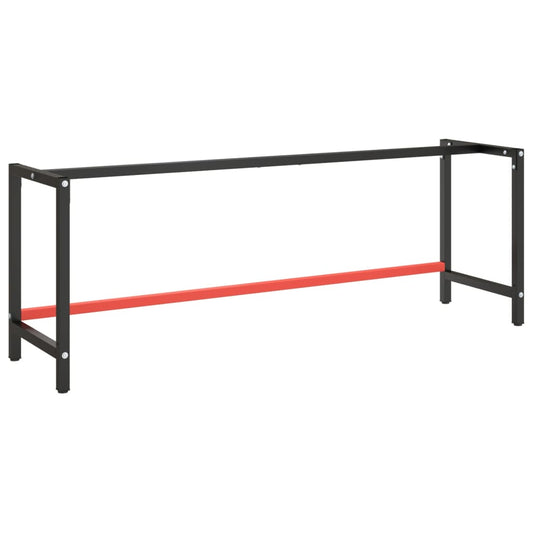 Berkfield Work Bench Frame Matte Black and Matte Red 220x57x79 cm Metal
