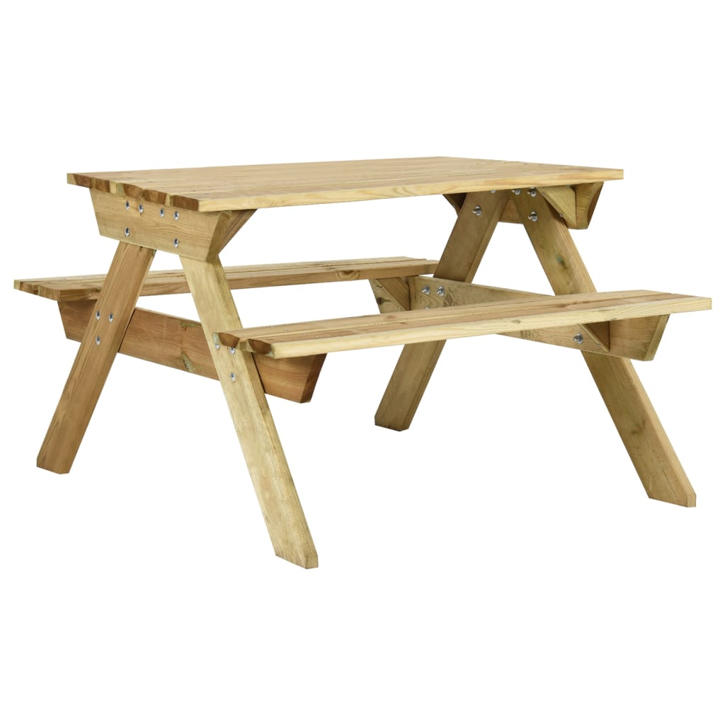 Berkfield Picnic Table with Benches 110x123x73 cm Impregnated Pinewood