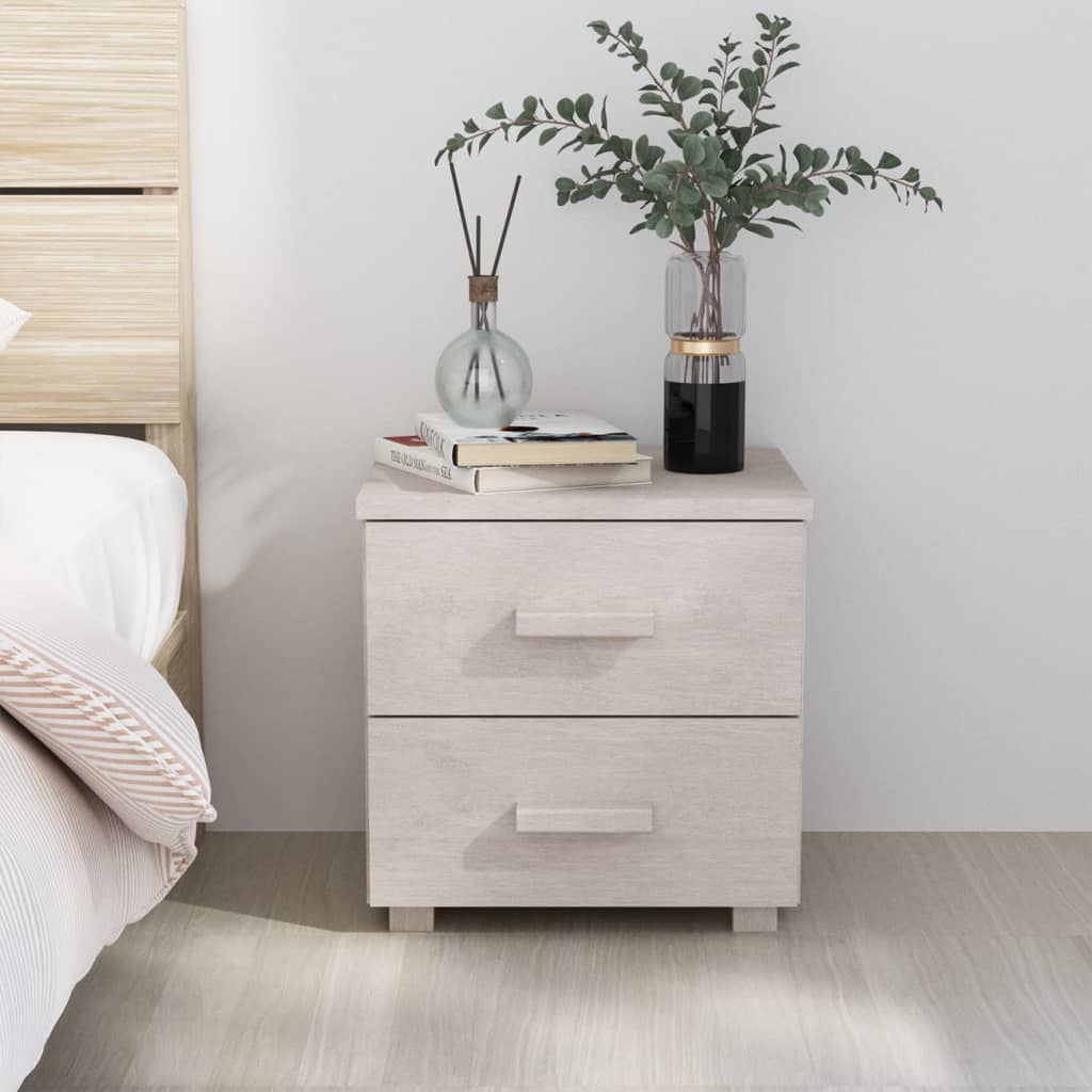 Berkfield Bedside Cabinet HAMAR White 40x35x44.5 cm Solid Pinewood