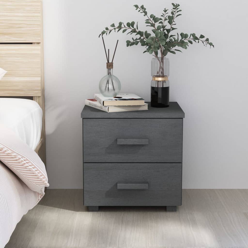 Berkfield Bedside Cabinet HAMAR Dark Grey 40x35x44.5 cm Solid Pinewood