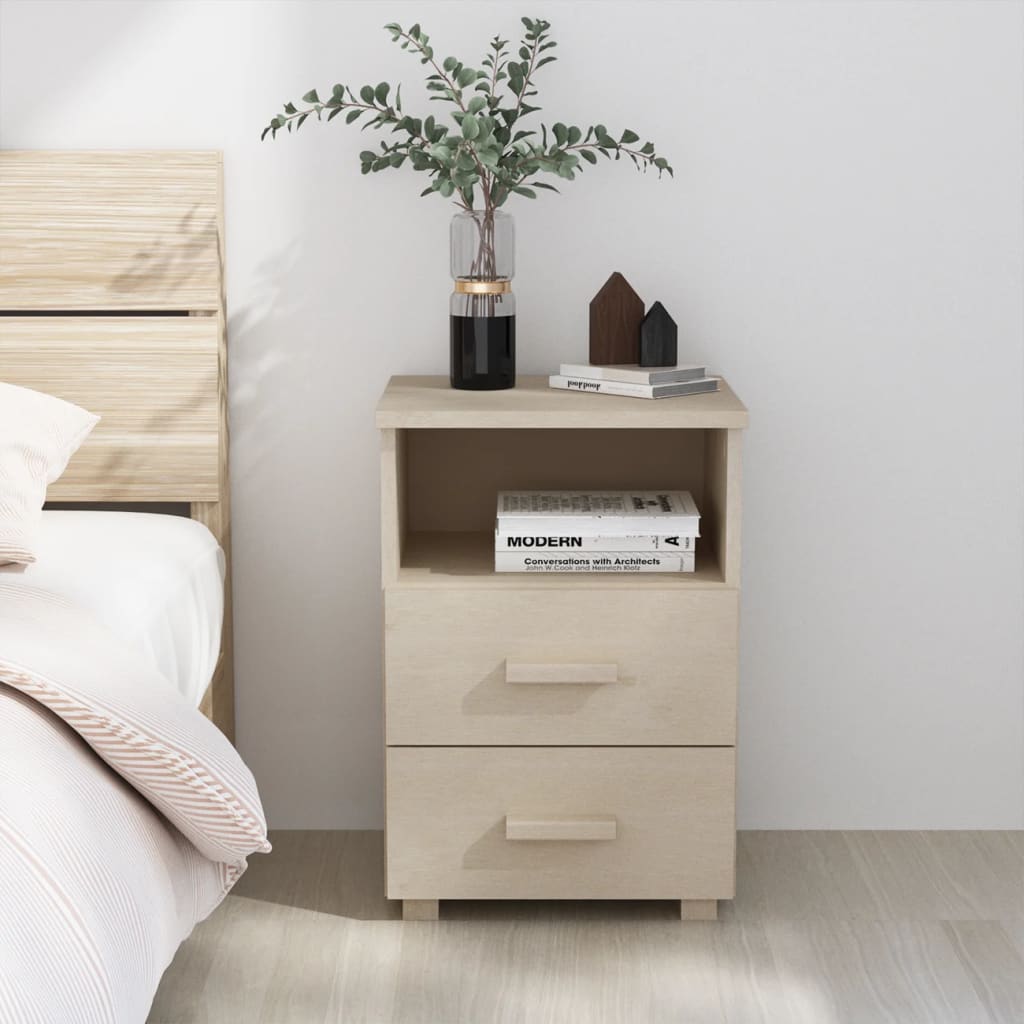 Berkfield Bedside Cabinet HAMAR Honey Brown 40x35x62 cm Solid Wood Pine