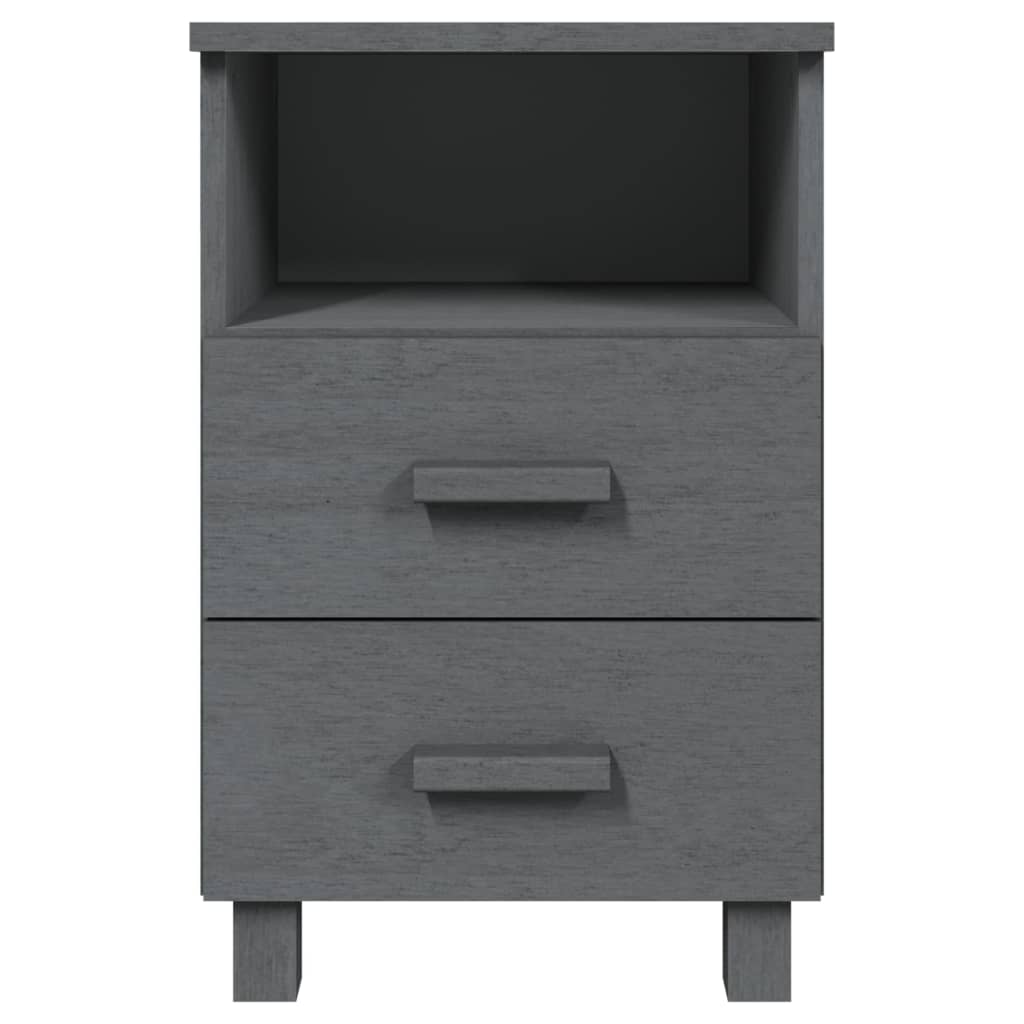 Berkfield Bedside Cabinet HAMAR Dark Grey 40x35x62 cm Solid Wood Pine