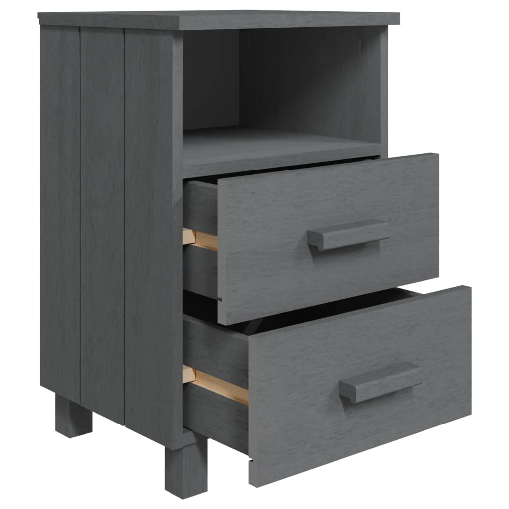 Berkfield Bedside Cabinet HAMAR Dark Grey 40x35x62 cm Solid Wood Pine