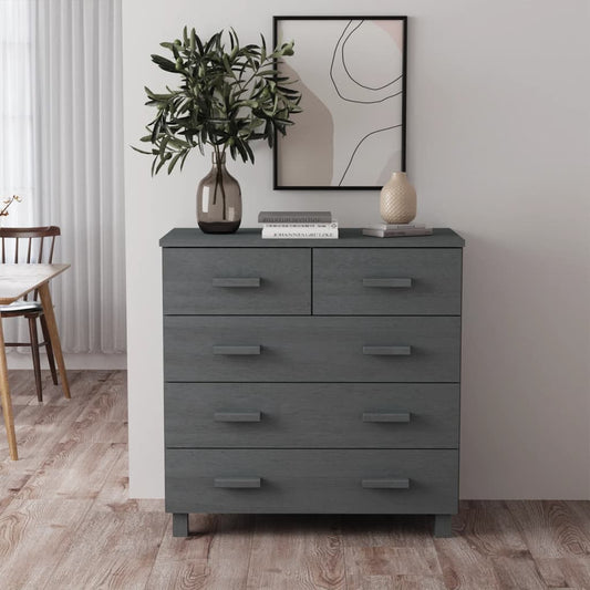 Berkfield Sideboard HAMAR Dark Grey 79x40x80 cm Solid Wood Pine