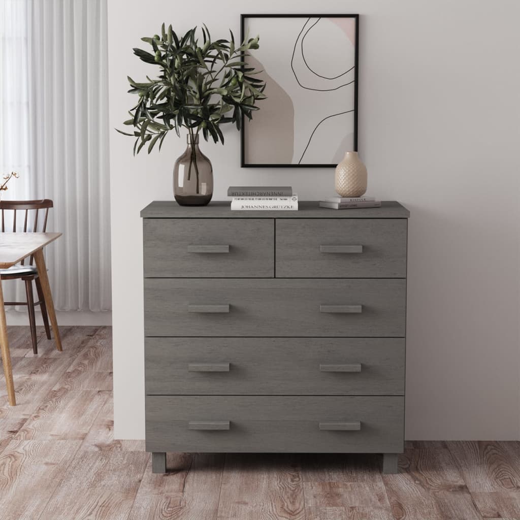 Berkfield Sideboard HAMAR Light Grey 79x40x80 cm Solid Wood Pine