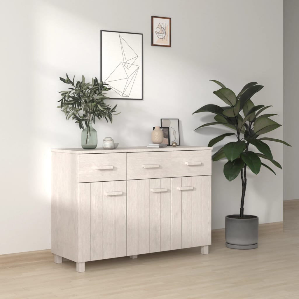 Berkfield Sideboard HAMAR White 113x40x80 cm Solid Wood Pine