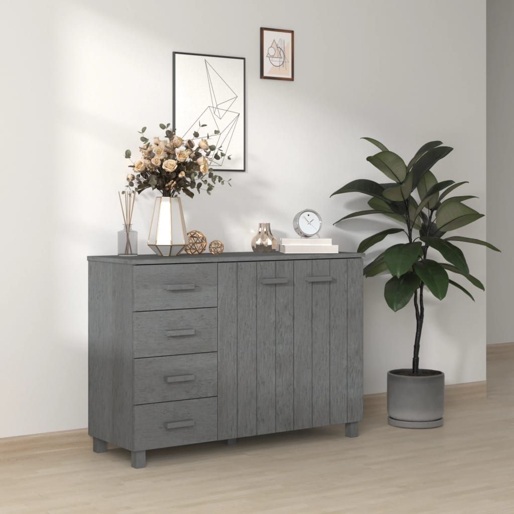 Berkfield Sideboard HAMAR Dark Grey 113x40x80 cm Solid Wood Pine