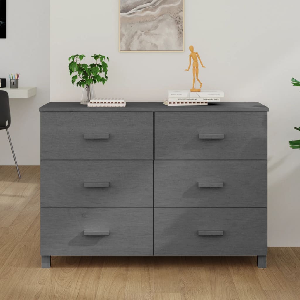 Berkfield Sideboard HAMAR Dark Grey 113x40x80 cm Solid Wood Pine