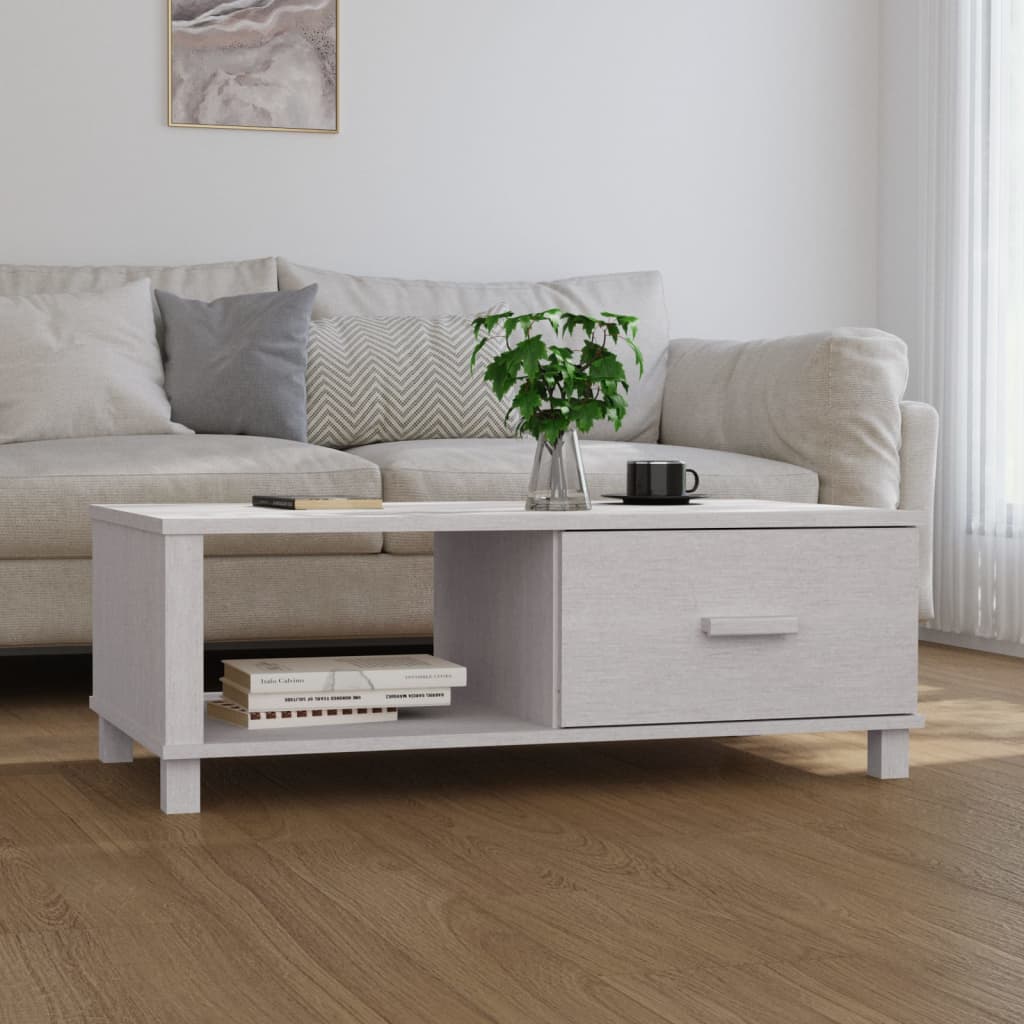 Berkfield Coffee Table HAMAR White 100x55x35 cm Solid Wood Pine