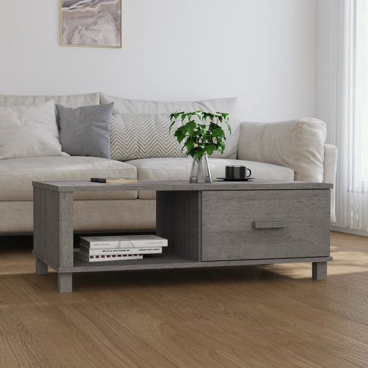 Berkfield Coffee Table HAMAR Light Grey 100x55x35 cm Solid Wood Pine
