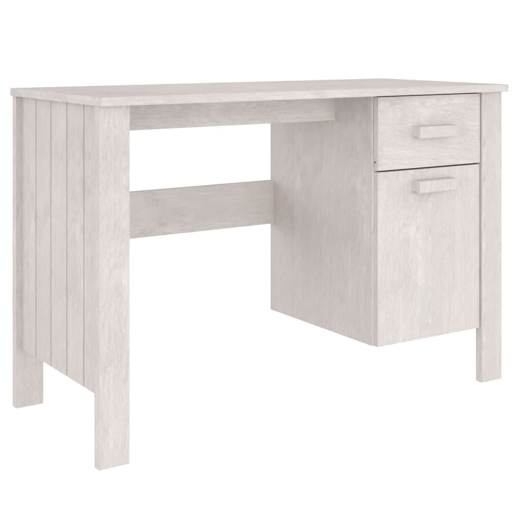 Berkfield Desk HAMAR White 113x50x75 cm Solid Wood Pine