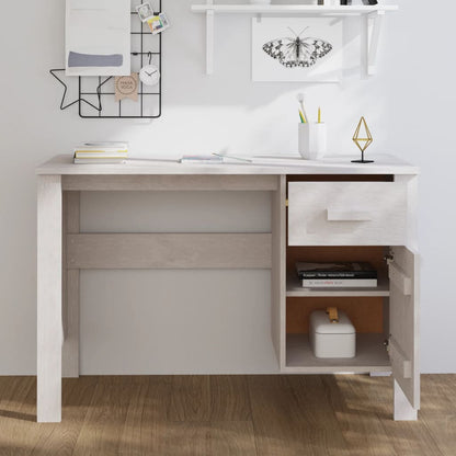 Berkfield Desk HAMAR White 113x50x75 cm Solid Wood Pine