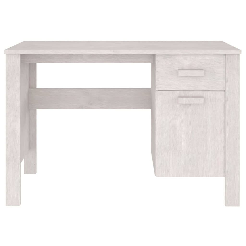Berkfield Desk HAMAR White 113x50x75 cm Solid Wood Pine