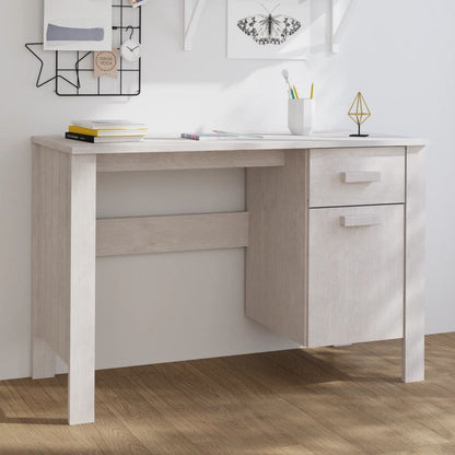 Berkfield Desk HAMAR White 113x50x75 cm Solid Wood Pine