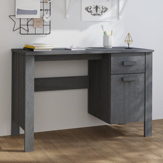 Berkfield Desk HAMAR Dark Grey 113x50x75 cm Solid Wood Pine