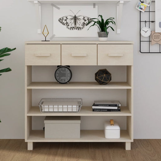 Berkfield Console Table HAMAR Honey Brown 90x35x90 cm Solid Wood Pine