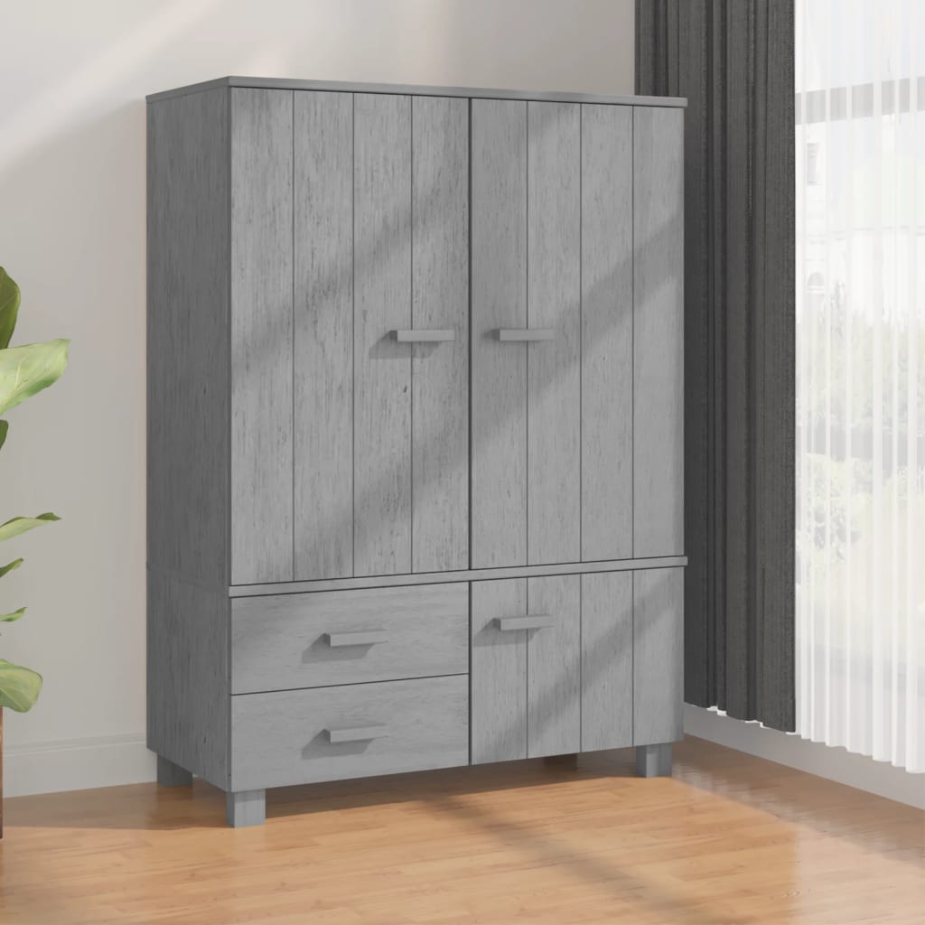 Berkfield Wardrobe HAMAR Dark Grey 99x45x137 cm Solid Wood Pine