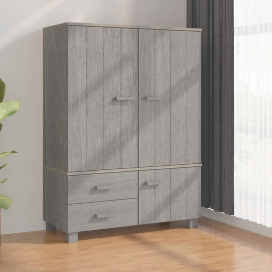 Berkfield Wardrobe HAMAR Light Grey 99x45x137 cm Solid Wood Pine