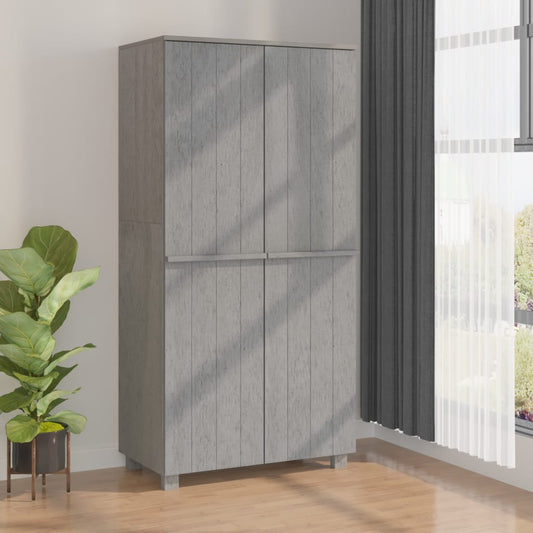Berkfield Wardrobe HAMAR Light Grey 89x50x180 cm Solid Wood Pine