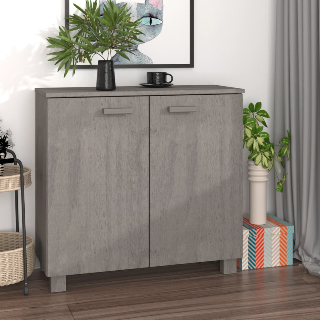 Berkfield Sideboard HAMAR Light Grey 85x35x80 cm Solid Wood Pine