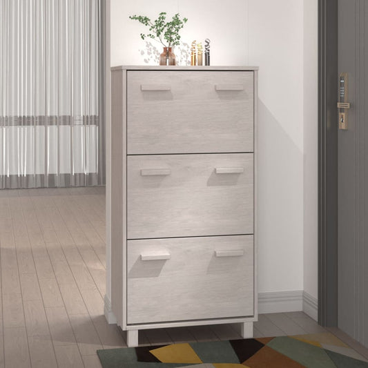 Berkfield Shoe Cabinet HAMAR White 59.5x35x117 cm Solid Wood Pine