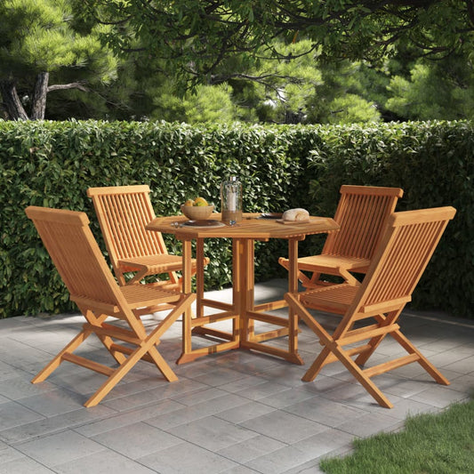 Berkfield 5 Piece Folding Outdoor Dining Set Solid Wood Teak