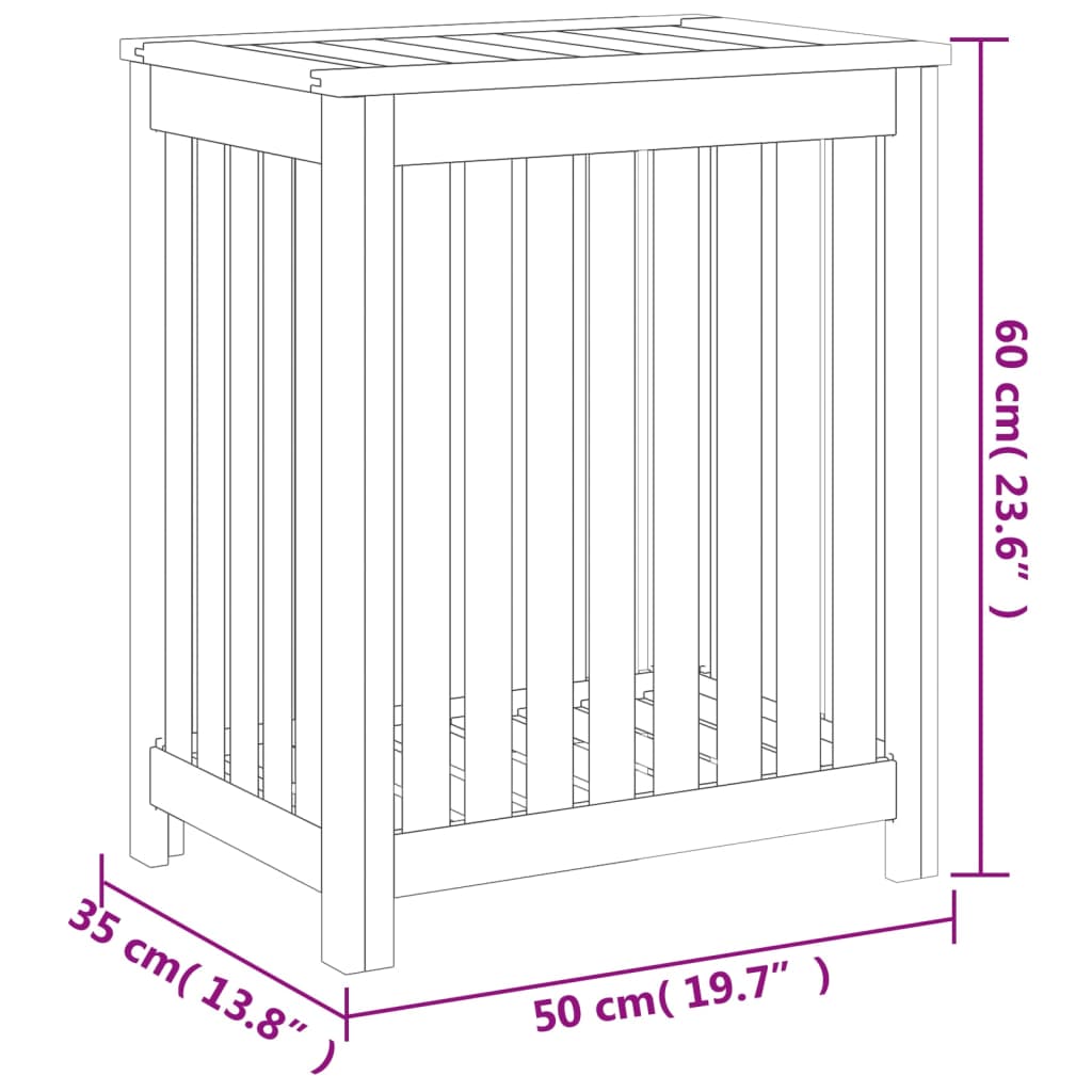 Berkfield Wash Bin 50x35x60 cm Solid Wood Teak