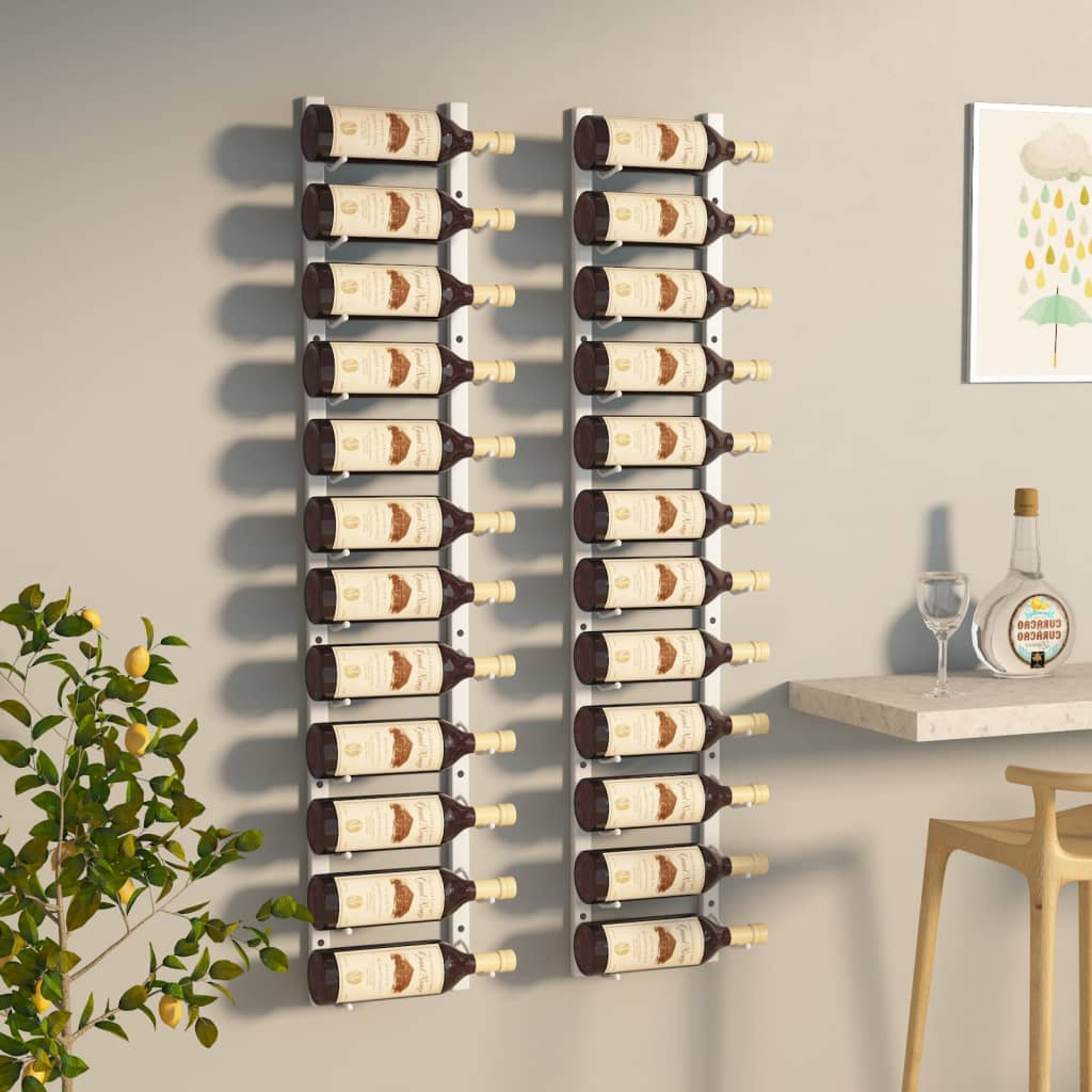 Berkfield Wall Mounted Wine Rack for 12 Bottles 2 pcs White Iron
