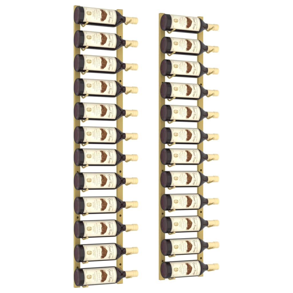 Berkfield Wall Mounted Wine Rack for 12 Bottles 2 pcs Gold Iron