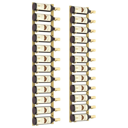 Berkfield Wall Mounted Wine Rack for 12 Bottles 2 pcs Gold Iron