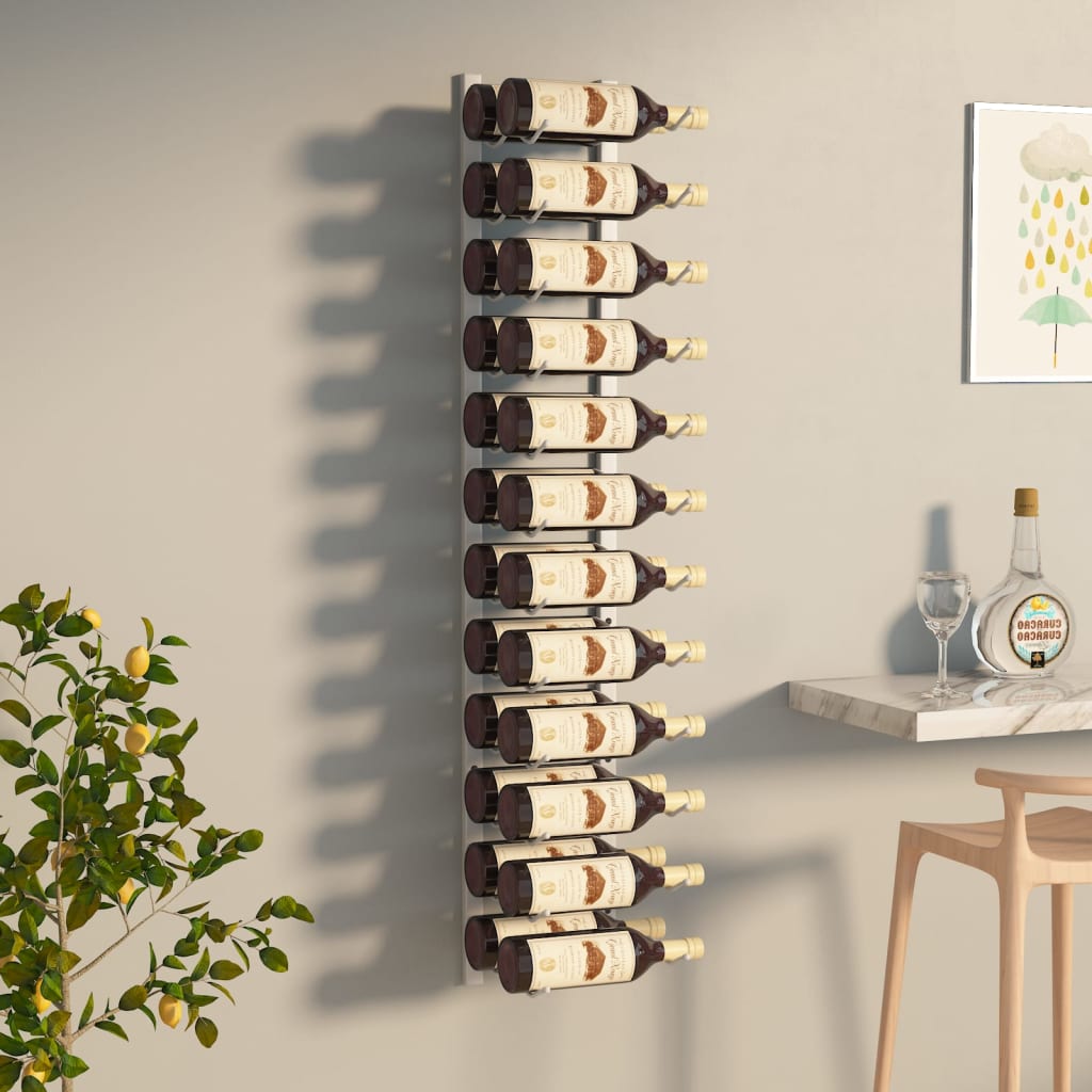 Berkfield Wall Mounted Wine Rack for 24 Bottles White Iron