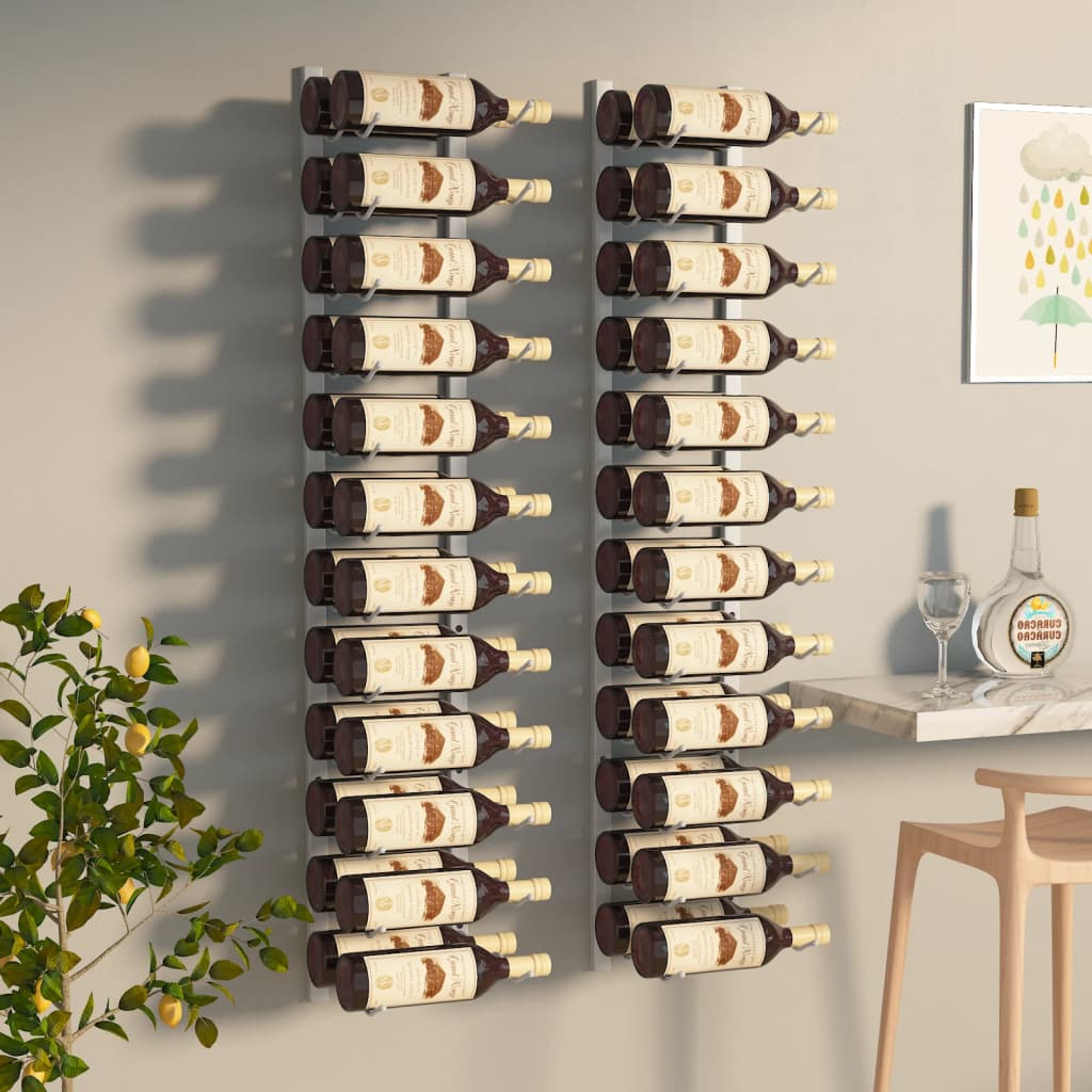 Berkfield Wall Mounted Wine Rack for 24 Bottles 2 pcs White Iron