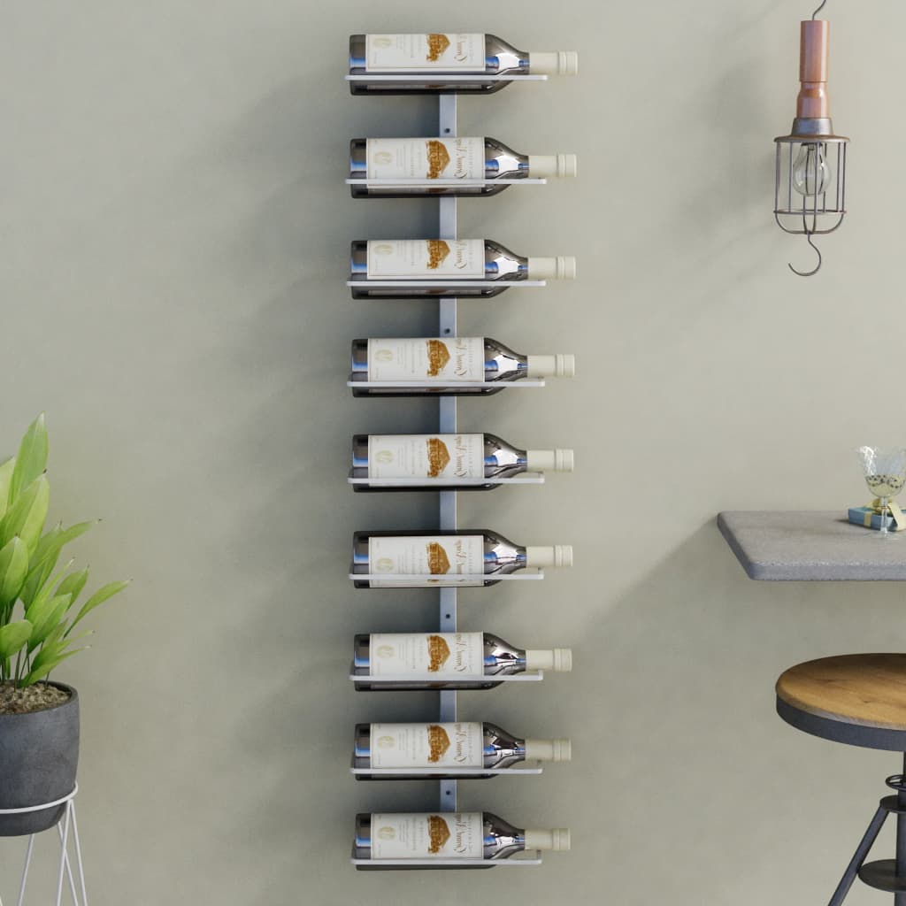 Berkfield Wall-mounted Wine Rack for 9 Bottles White Iron