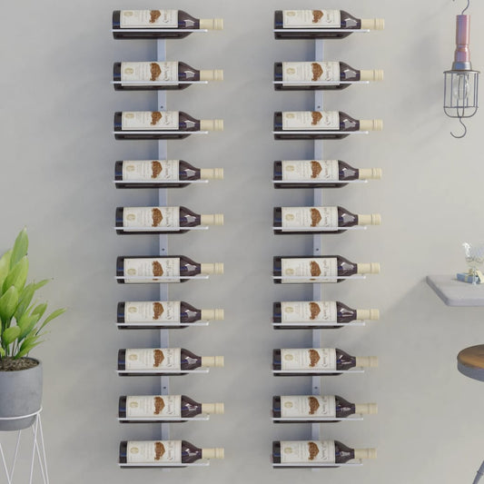 Berkfield Wall-mounted Wine Rack for 10 Bottles 2 pcs White Metal