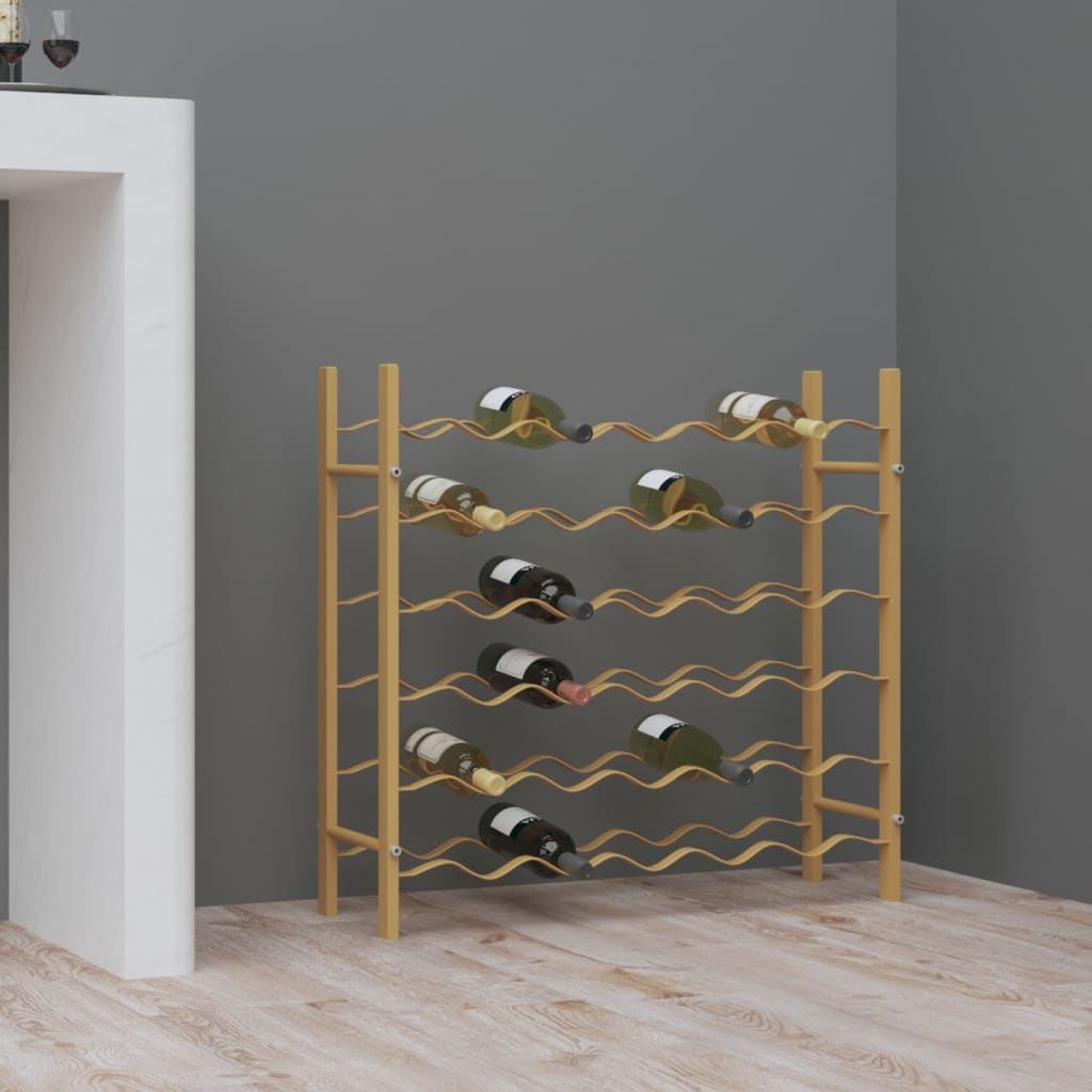 Berkfield Wine Rack for 36 Bottles Gold Metal