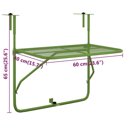 Berkfield Balcony Table Green 60x40 cm Steel