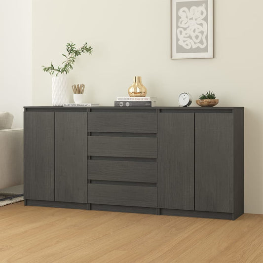 Berkfield Side Cabinets 3 pcs Grey Solid Pinewood