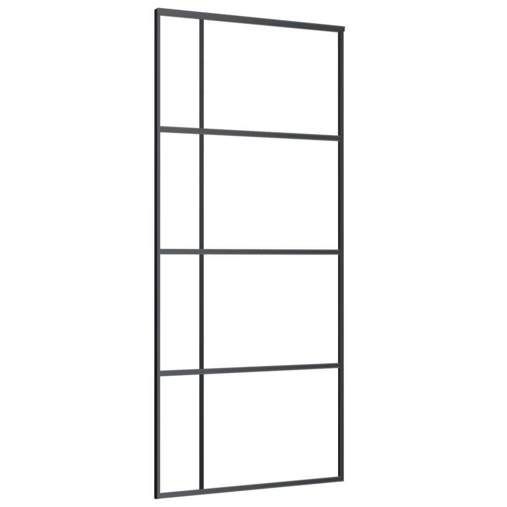 Berkfield Sliding Door ESG Glass and Aluminium 90x205 cm Black