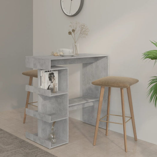 Berkfield Bar Table with Storage Rack Concrete Grey 100x50x101.5cm Engineered Wood