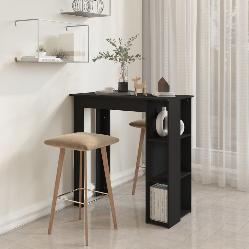 Berkfield Bar Table with Shelf Black 102x50x103.5 cm Engineered Wood