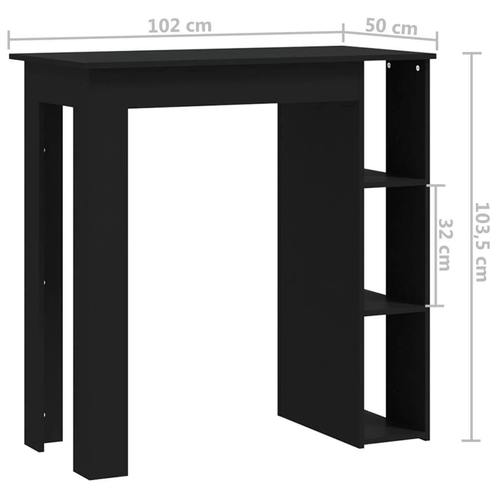 Berkfield Bar Table with Shelf Black 102x50x103.5 cm Engineered Wood