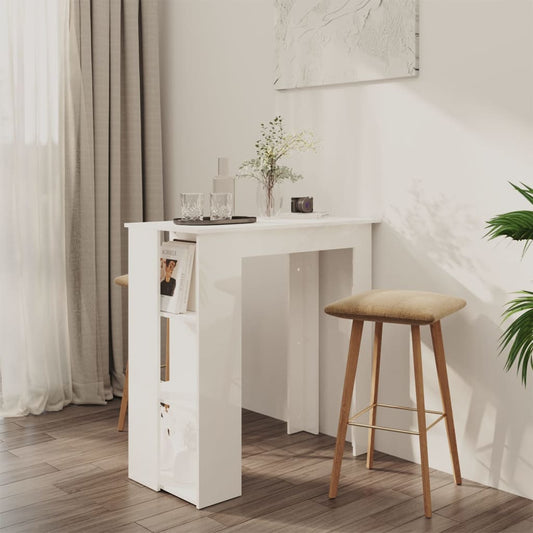 Berkfield Bar Table with Shelf High Gloss White 102x50x103.5 cm Engineered Wood