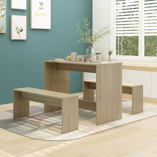 Berkfield 3 Piece Dining Set Sonoma Oak Engineered Wood